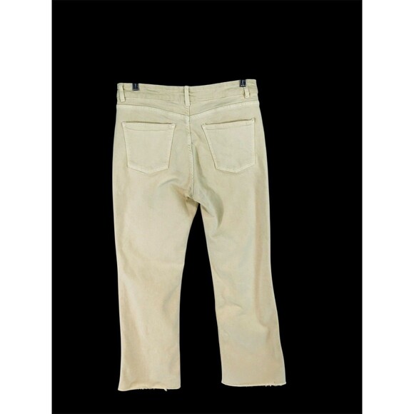 Zara Denim Flared Cropped Jeans Cream Color Women's 10 Raw Hem 26" Inseam - Picture 3 of 15